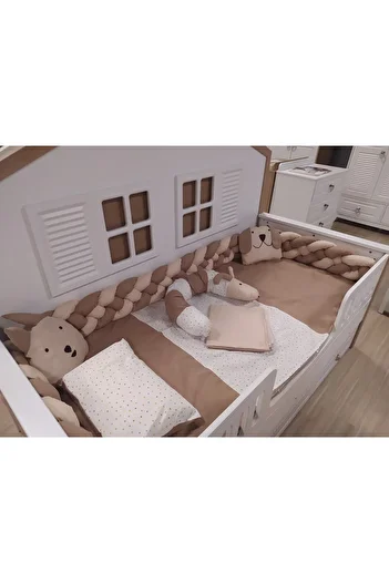 Home Montessori Sleeping Set 90*190 4-Piece Hair Braid, 11 Pieces, with 155*215 Pi̇errecardin Inner Quilt