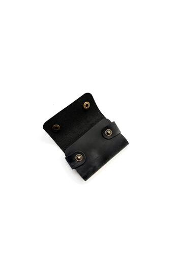 natderi Genuine Leather Snap Fastener Keychain Card Holder Mini Wallet