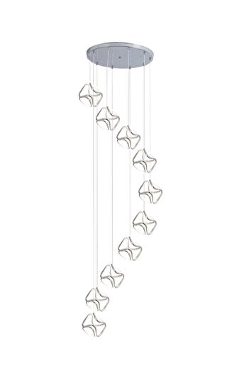 best power Modern LED 414W Chandelier 6889-10 with 10 Lamps, 3 Lighting Modes, 250 cm Adjustable Length