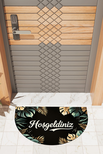 Dormot Modern Digital Doormat Green Gold Leaf Welcome Doormat