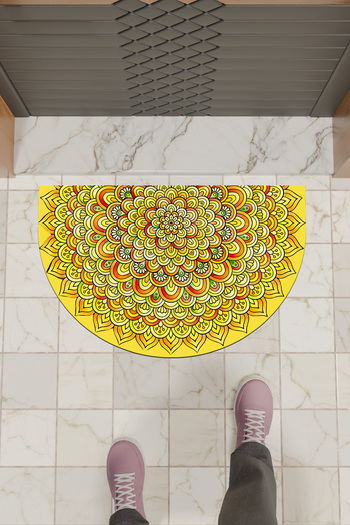 Dormot Modern Digital Doormat Yellow Mandala Design Mat - Doorstep Mat
