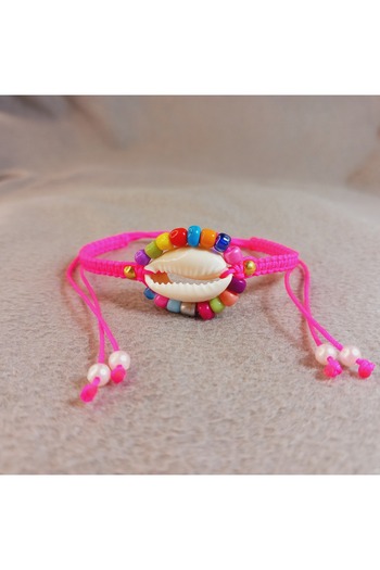 Crystal Atelier Colorful Beaded Seashell Braided Macrame Bracelet – Handmade Unisex Beach Accessory Summer Trend