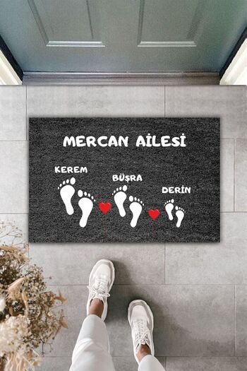 Dormot Modern Door Mat - White Family Footprint Custom Design - Personalized Design Door Front Mat