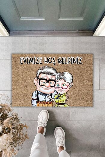 Dormot Modern Digital Printing Doormat - Brown New Sweet Couple - Kapi Onu Doormat