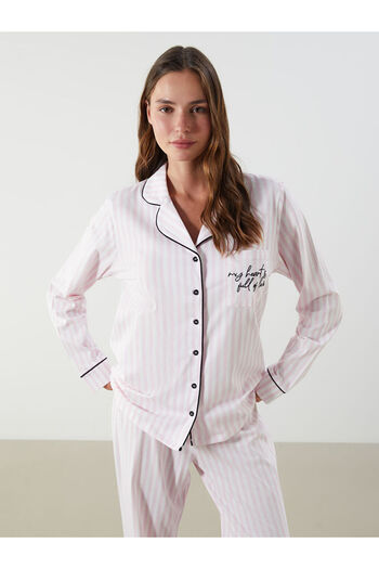 LC Waikiki Create Your Style from Uzg Store |   Shirt Collar Striped Women's Pajama Set