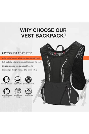 erorex Lightweight Hydration Vest Backpack 1.5L Water Bladder Ideal Hiking Trail Running Cycling Marathons