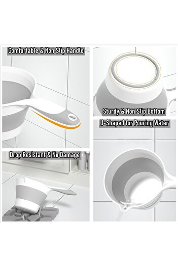 erorex Collapsible Plastic Water Ladle Folding Water Scoop Bath Soaking Cleaning Portable Water Pourer