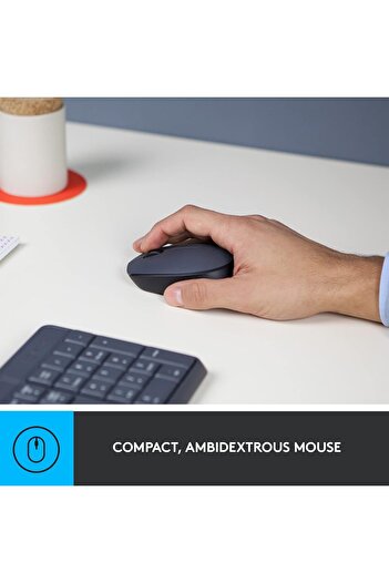 logitech MK235 Wireless Keyboard and Mouse Combo for Windows, Arabic/English Layout - Black