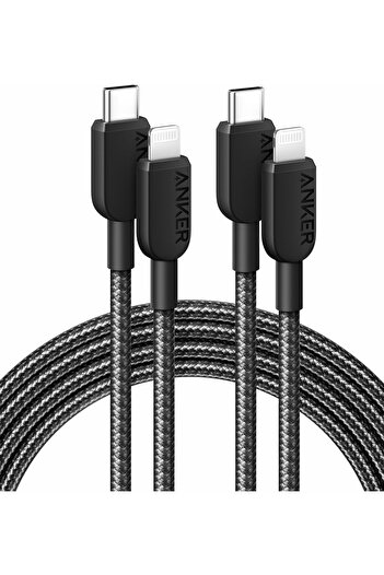 Anker USB C to Lightning Cable, 310 USB-C to Lightning Braided Cable (2pack, 6ft, Black)