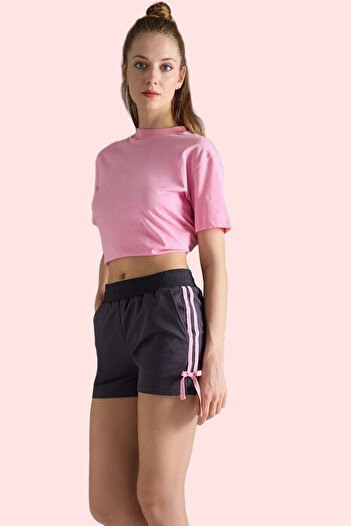 PayBuy Women's Fashion Short Length Knitted Shorts Color Block Pattern Elastic Waist Casual Sports Summer Shorts