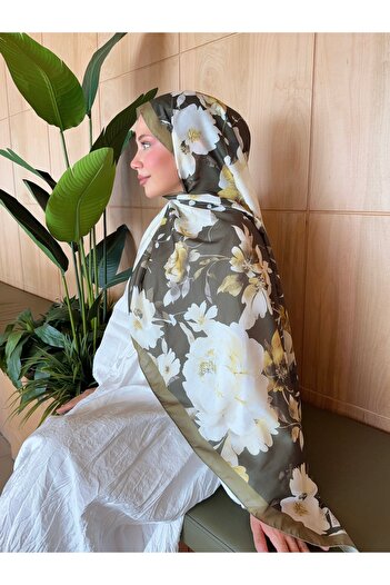 Mira İpek Patterned Cotton Soft Shawl Mena Series Green Ps82