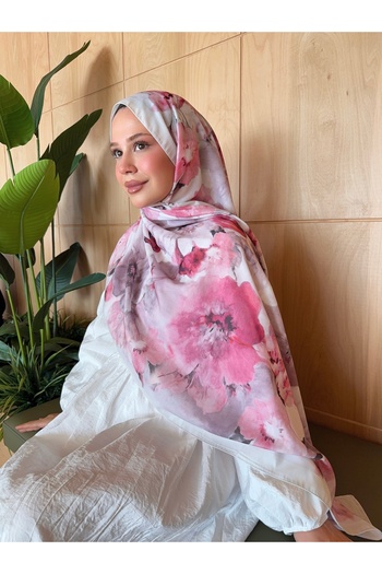 Mira İpek Βαμβακερό μαλακό σάλι με μοτίβο Inspiration Series Powder Pink ps67