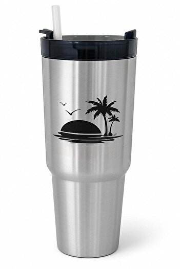 OGS Stainless Steel Thermal Cup with Lid and Straw - 750 ml