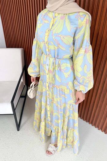Melike Tatar Desenli Elbise 3-3378