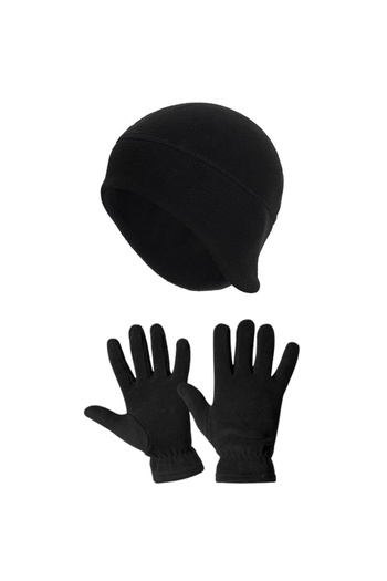 AXE SPORTSWEAR Men's Black Winter Thermal Fleece Gloves - Fleece Headphone Beanie Set of 2 Winter Set
