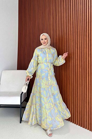 Melike Tatar Desenli Elbise 3-3378
