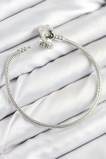 YS Brass Charm Zircon Stone Clover Model Silver Color Women's Bracelet
