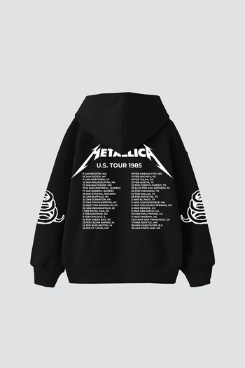 Sekizbiraltı Metallica Tour 1985 Baskılı Oversize Unisex Μαύρο φούτερ