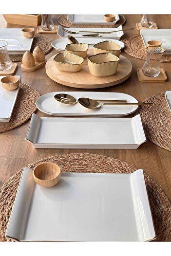 ROSSEV Breakfast Set Pure Gold Bamboo 54 Pieces for 6 People