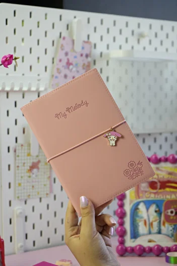 Victoria's Journals My Melody Vegan Leather Daily 13X18 cm Lined Notebook with Elastic – Charm Ornament Detail