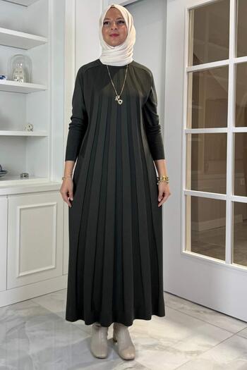 Rabia Şamlı Beyza Πλεκτό Φόρεμα Χακί
