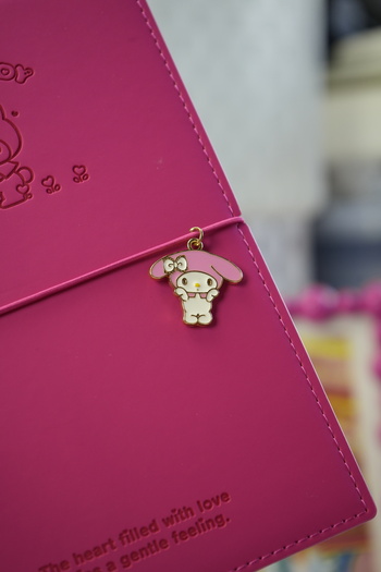 Victoria's Journals My Melody Vegan Leather Daily 13X18 cm Lined Notebook with Elastic – Charm Ornament Detail