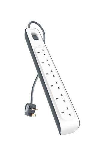 Belkin 6 Way/6 Plug Surge Protection Strip With 2 Meters Cord Length - Heavy Duty Electrical Extensi