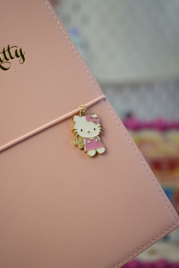 Victoria's Journals Hello Kitty Vegan Leather Daily 13X18 cm Lined Notebook with Elastic – Charm Ornament Detail