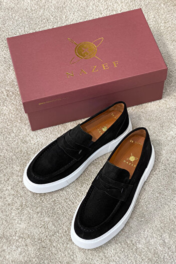 NAZEF Eva Sole Suede Leather Black Sneaker Shoes