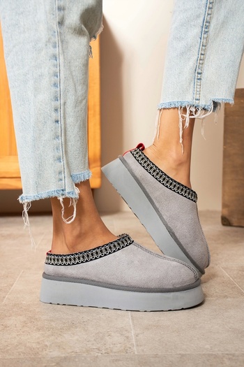 Sivarro Tazzy Classic Suede Feather Women's Boots - Gray