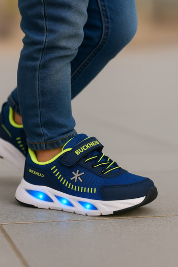 BUCKHEAD Children's Lighted Flex Foam Sole Sports Shoes, Velcro Light Sneaker, Non-Slip Sole