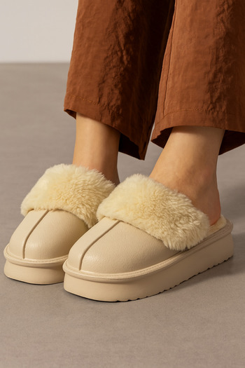 Shoebuo Γυναικείες χειμερινές παντόφλες με τεχνητή γούνα αντιολισθητικές ελαφριές και άνετες χειμερινές παντόφλες