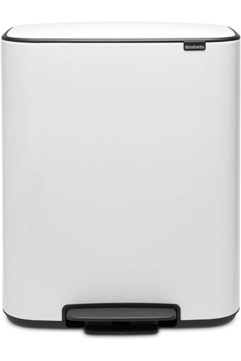 Brabantia Bo Pedal Trash Can, 2 X 30 L Bucket - White 211447
