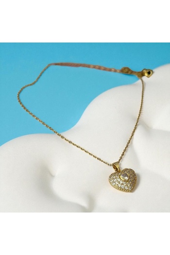 İNN JEWELLERY Women's Gold Color Special Design Steel Necklace No Tarnishing (2 Years Importer Guarantee)
