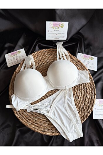 Nuzabi Star White Push-Up Underwire Bra Suit