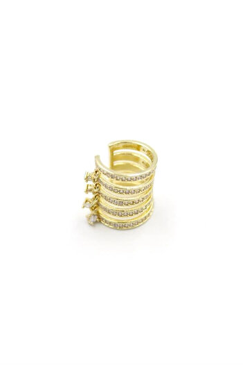 No8 Home Stoned Cartilage Earrings - Gold