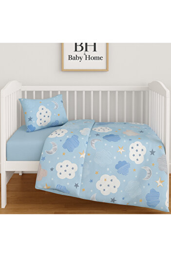 BH BABY HOME Bh%Babyhome %100 Cotton Baby Bedding Set (80X120 Duvet Cover, 45X35 Pillow Case, 120X150 Bed Sheet)
