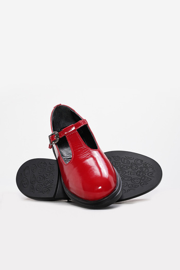 Ayakkabıhane Inside and Outside Genuine Patent Leather Red Women's Casual Daily Shoes Ah082382612506