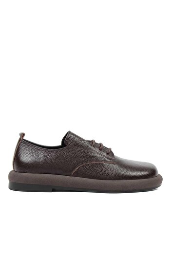 Celal Gültekin Women's Brown Lace-Up Thick Soled Leather Shoes