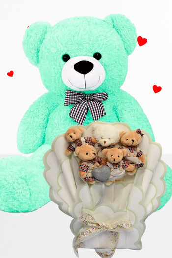 Sole 90 cm Teddy Bear Plush and Teddy Bear Bouquet with Clothes Valentine's Day Birthday Gift for Girlfriend