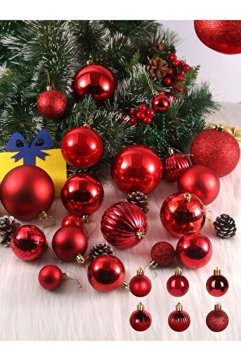 Yenigeldi 6 Pieces (Different Models)Red New Year's Ball Ornament Tree Ornaments Decoration T43