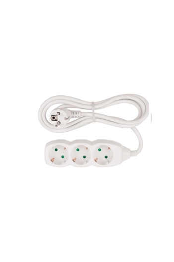 SGTT Room extension cord with 3 sockets, 3 m, max 3680 W, white