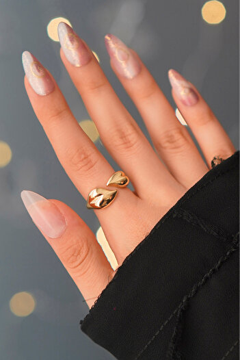 The Collection Vip Women's Minimal Modern Heart Detailed Adjustable Gold Ring