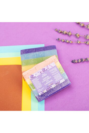 Nucul din lavandă Handmade rainbow soap with lavender, Lavender Walnut, 100 gr