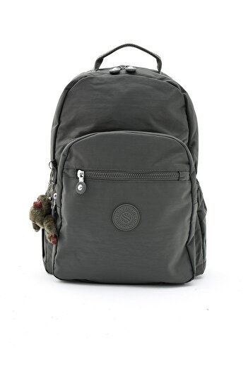 Çanta Trend Unisex Water Resistant Crinkle Fabric Multi-Compartment Large Size Dark Gray Colored Laptop School and Backpack