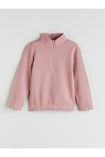 LC Waikiki Pink Stand Collar Girl's Tracksuit Set