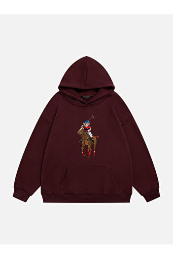 Mad&Calf Unisex Teddy Cowboy με κουκούλα Fleece Oversize φούτερ
