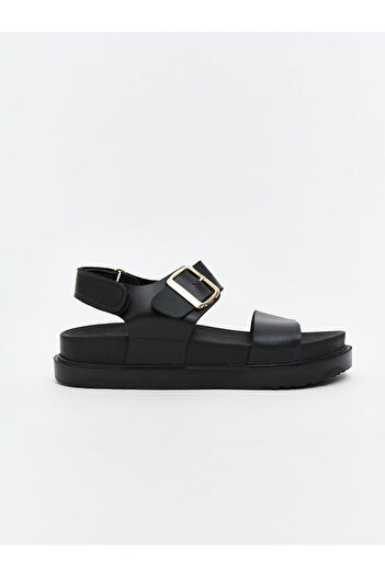 LC Waikiki Black Leather Look Girls' Sandals
