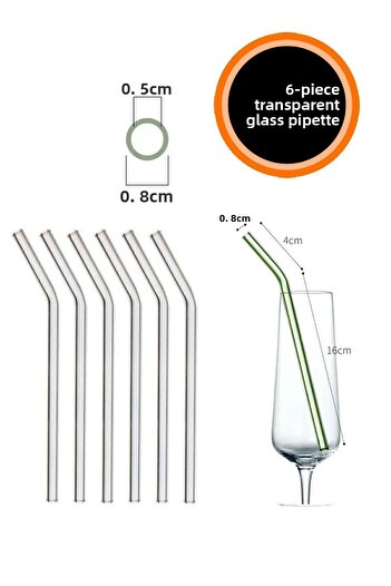 Bundeba Set of 6 Transparent Glass Pipettes