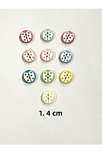 karantuhafiye Baby Button / Ladybug Model 4 / 10 Pieces / Water Green
